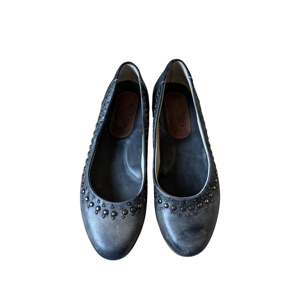 Freebird Ballet Flats Blossom Studded Distressed Leather Gray Size 7